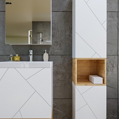 Бриклаер Мебель для ванной Кристалл 50 с нишей белая/дуб бунратти – фотография-6