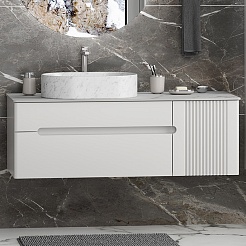 Brevita Мебель для ванной Pallisandro 120 L подвесная серая матовая – фотография-3