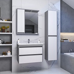 Brevita Шкаф пенал Balaton 35 R белый/серый – фотография-2