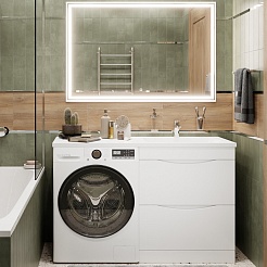 Водолей Мебель для ванной под стиральную машину Смайл 130 R белая – фотография-2