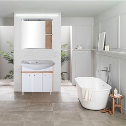 ASB-Mebel Зеркало Альпина 80 белое/дуб золотой – фотография-4