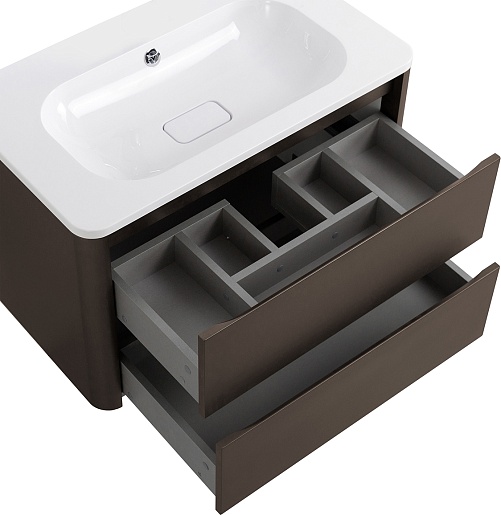 Cezares Тумба с раковиной без отверстия под смеситель Relax 80 подвесная оружейная сталь – картинка-7