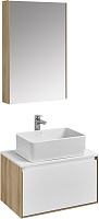 Акватон Мебель для ванной с белой столешницей Либерти 70 Mila 50 белая/дуб эльвезия