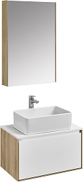 Акватон Мебель для ванной с белой столешницей Либерти 70 Mila 50 белая/дуб эльвезия – фотография-1