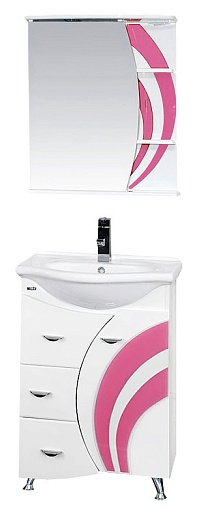 Misty Мебель для ванной Каролина 60 3 ящика R розовое стекло – фото-1