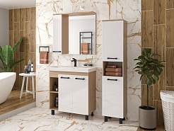 Misty Зеркальный шкаф Крафт 80 L белый/зебрано сахара – фотография-2