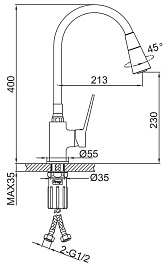 Frap Смеситель для кухни H62-9 F4462-9 оружейная сталь – фотография-3