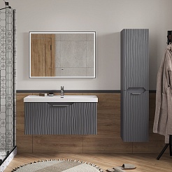 Equil Шкаф пенал Mirage 36 R с корзиной подвесной графит софт – фотография-7