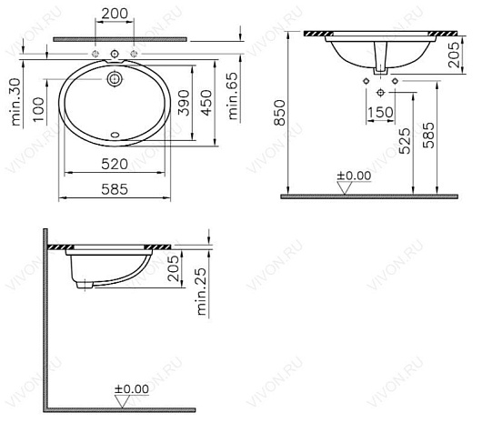Vitra Раковина "Arkitekt" 6069B003-0012 – картинка-3