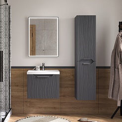 Equil Тумба с раковиной Mirage 60 1 ящик подвесная графит софт – фотография-8