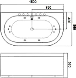 WeltWasser Акриловая ванна WW HB Seiler 150x80 WT с гидромассажем – фотография-3