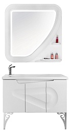 Водолей Мебель для ванной "Арнелла Капля 100" белая, дверцы – фотография-1