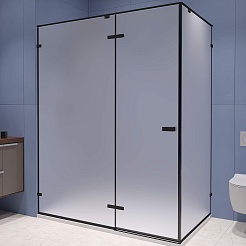 RGW Душевой уголок Stilvoll SV-040B 120x100 профиль черный стекло матовое сатинат – фотография-1