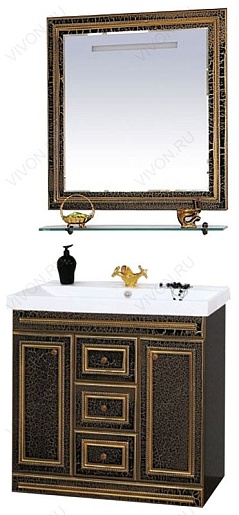 Misty Зеркало для ванной Fresko 90 черное краколет – фотография-2