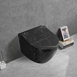 Ceruttispa Унитаз подвесной Sella Aria Tornado MMB CT9531 мрамор черный матовый – фотография-3