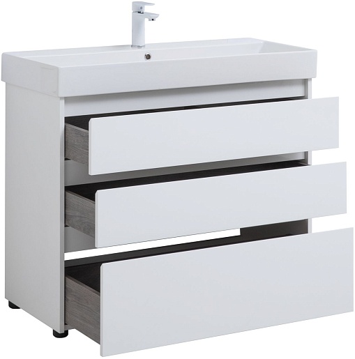 Aquanet Тумба с раковиной Nova Lite 100 белая глянцевая – картинка-5