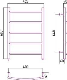 Стилье Полотенцесушитель электрический Формат 40 Л 600х400 – фотография-2