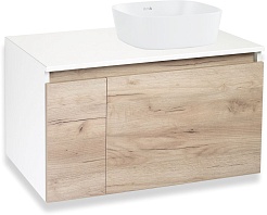 Runo Тумба с раковиной Бари 80 Bella подвесная дуб крафт/белая – фотография-1