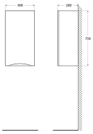 BelBagno Полу-пенал для ванной Fly-Marino 40/75 R Bianco Lucido – фотография-6
