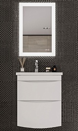 Бриклаер Тумба с раковиной Вега 60 2 ящика белая – фотография-1