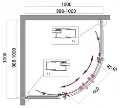 BelBagno Душевой уголок Uno 100/100 UNO-195-R-2-100-C-NERO стекло прозрачное – фотография-4