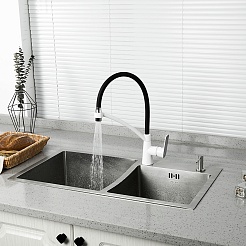 Frap Смеситель для кухни G48 G4048-8 белый/хром – фотография-3