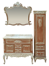 Misty Шкаф - пенал Bianco 40 коричневый/серебряная патина – фотография-3