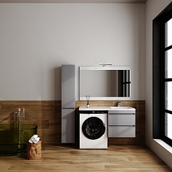 Style Line Тумба с раковиной под стиральную машину Леон 120 R подвесная Люкс Plus серая матовая – фотография-7