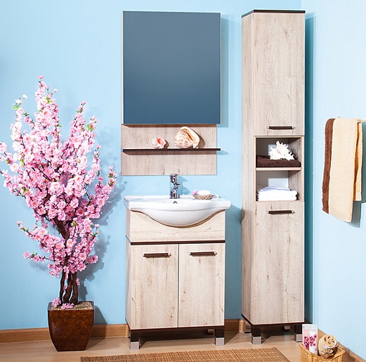 Бриклаер Мебель для ванной Карибы 60 дуб кантри/венге – фото-1