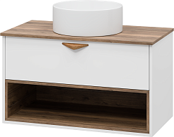 Brevita Тумба под раковину Bergen 90 подвесная дуб галифакс олово/белая – фотография-3