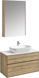 Акватон Мебель для ванной с белой столешницей Либерти 100 Лола дуб эльвезия – фотография-1