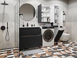 Vivon Шкаф-пенал Ostin 30R с бельевой корзиной черный матовый – фотография-6