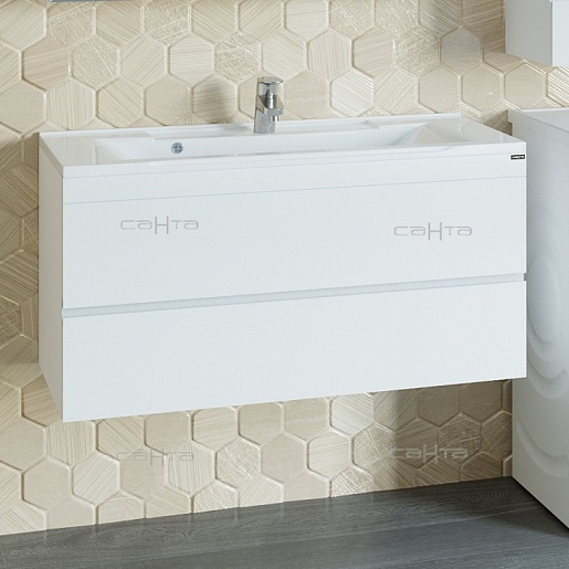 СанТа Тумба с раковиной Марс 100 подвесная, Elen 100 – фото-1