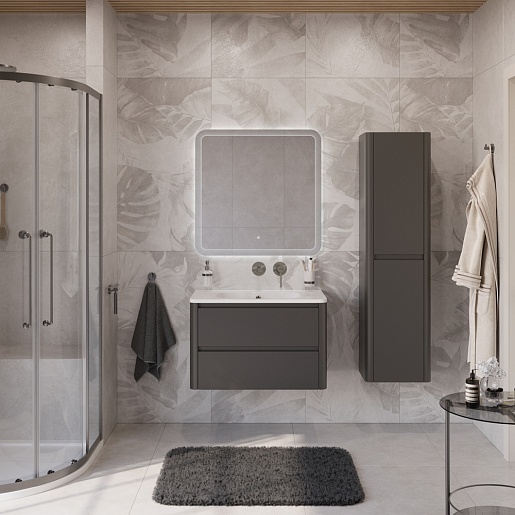 Cezares Тумба с раковиной без отверстия под смеситель Relax 80 подвесная оружейная сталь – картинка-15