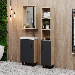 Onika Мебель для ванной Тимбер 45 L серая матовая/дуб сонома – фотография-4