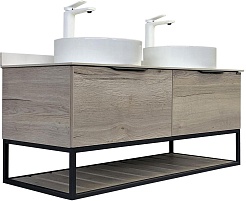 Comforty Тумба с раковиной Порто 120 2 подвесная дуб дымчатый/серый графит – фотография-1