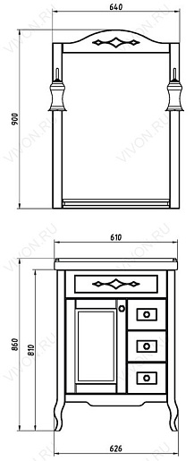 ASB-Woodline Зеркало для ванной Флоренция Квадро 60 патина, серебро, массив ясеня – фотография-8