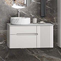 Brevita Мебель для ванной Pallisandro 80 L подвесная серая матовая – фотография-3