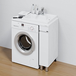 СанТа Мебель для ванной под стиральную машину Марс 80 R белая/светлое дерево – фотография-7