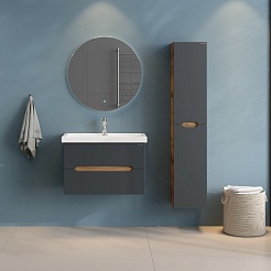 Onika Мебель для ванной Айленд 70 подвесная графит/дуб крафт – фотография-6