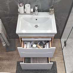 Vigo Тумба под раковину Grani 600-0-2 белая/дуб золотой – фотография-5