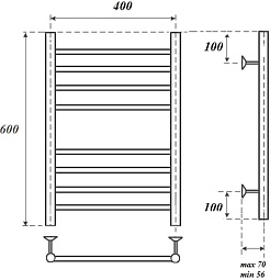 Point Полотенцесушитель электрический П8 400x600 PN10146SE хром – фотография-4