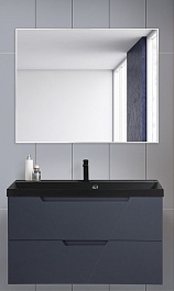 BelBagno Мебель для ванной Vittoria 100 подвесная Grigio Opaco с раковиной BB1000/450-LV-ART-AST-NERO – фотография-1