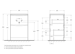 BelBagno Тумба с раковиной Lavanderia 58 напольная Bianco Lucido под стиральную машину правосторонняя – фотография-3