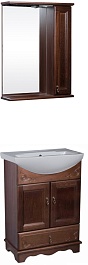 Bas Мебель для ванной Варна 65 орех, ящик, зеркало-шкаф – фотография-1