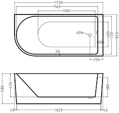 Esbano Акриловая ванна Afina 170x80 L – фотография-3