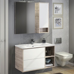 Comforty Мебель для ванной Гамбург 90 подвесная белая/дуб сонома – фотография-1