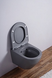 Esbano Унитаз Azalea подвесной безободковый серый матовый – фотография-5