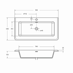 Cezares Мебельная раковина 95/49 50264 bianco opaco – фотография-4