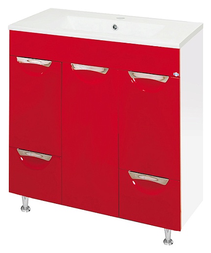 Misty Тумба с раковиной Кристи 75 красная с б/к – фото, картинка, фотография-1